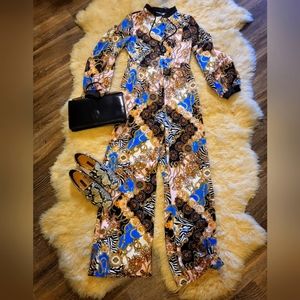 Silky Polyester multi print JUMPSUIT MEDIUM